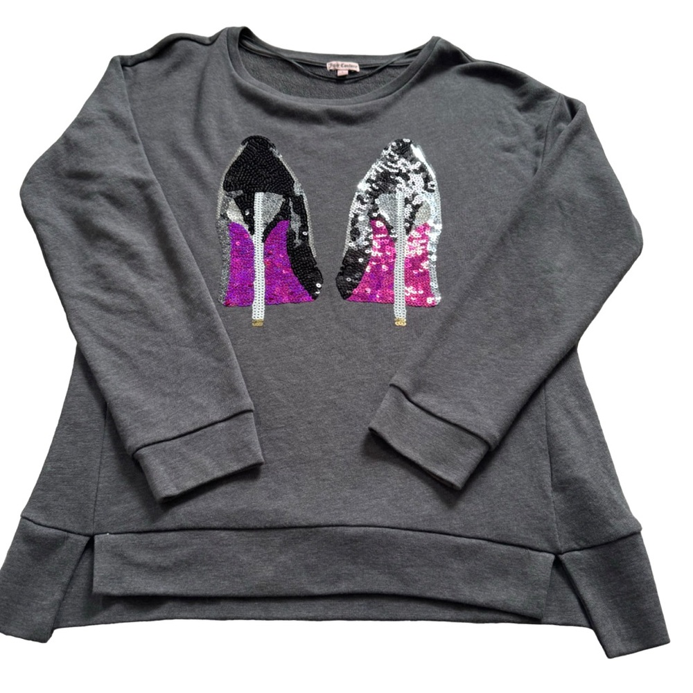 Juicy Couture Gray Sequin Stiletto Sweatshirt